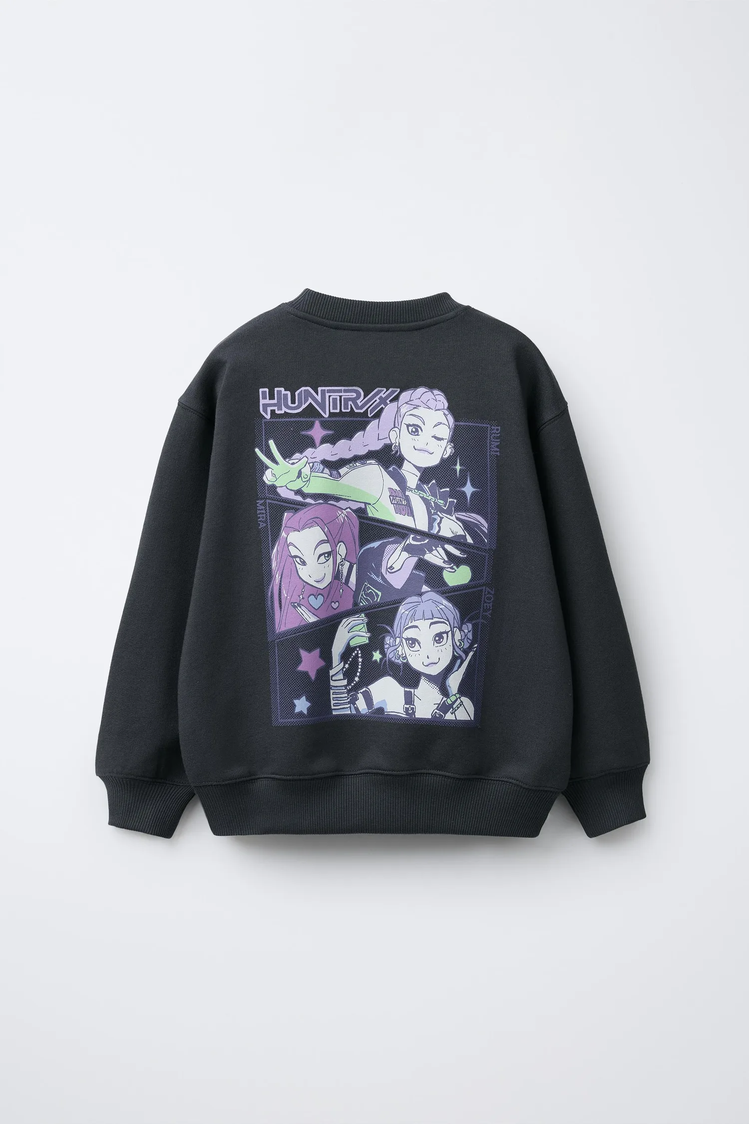 Kpop demon hunters netflix печатная футболка Zara, антрацитово-серый — фото 2