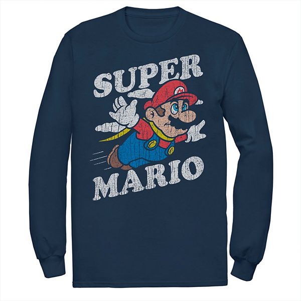 

Мужская футболка с длинным рукавом Super Mario в ретро-стиле с эффектом поношенности Licensed Character