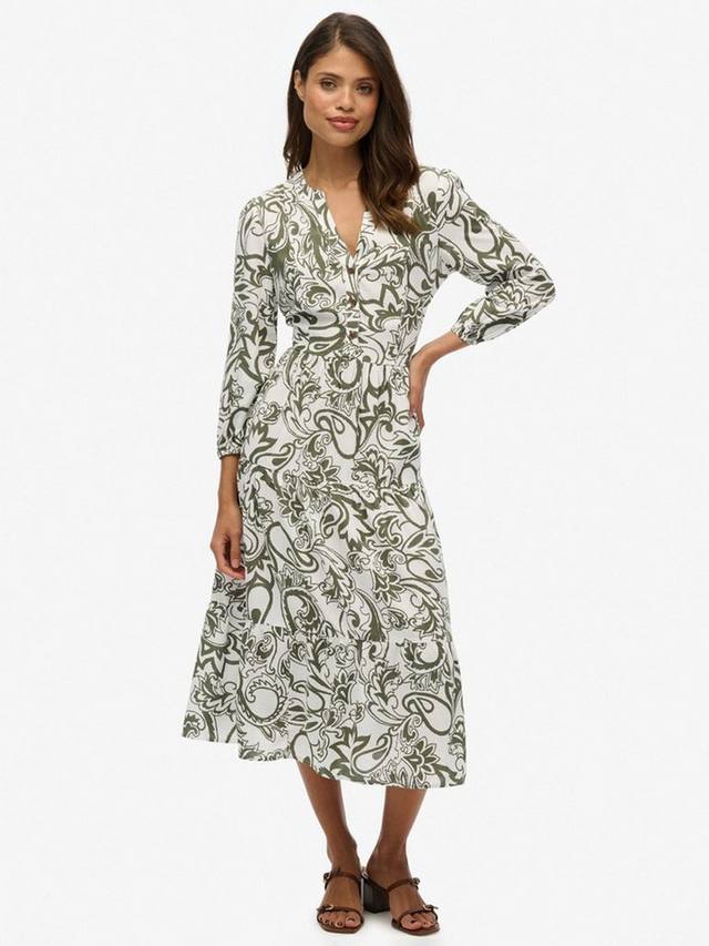 

Платье миди с ярусами в цветочном принте пейсли Superdry, Khaki