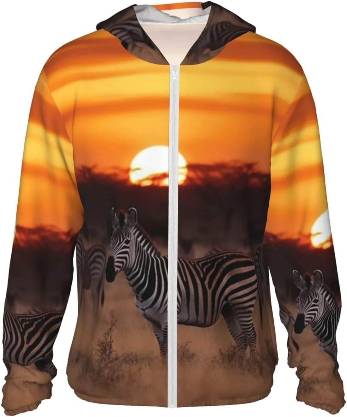 

Мужская толстовка с капюшоном Africa Sunset Zebra UPF 50+ для защиты от солнца FHEDVBN