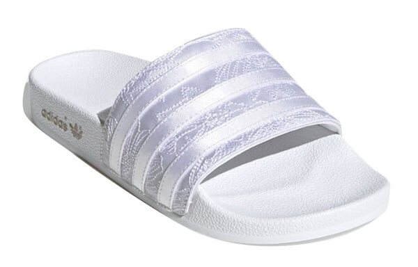 Тапочки originals adilette satin embroidered slippers Adidas, белый — фото 3