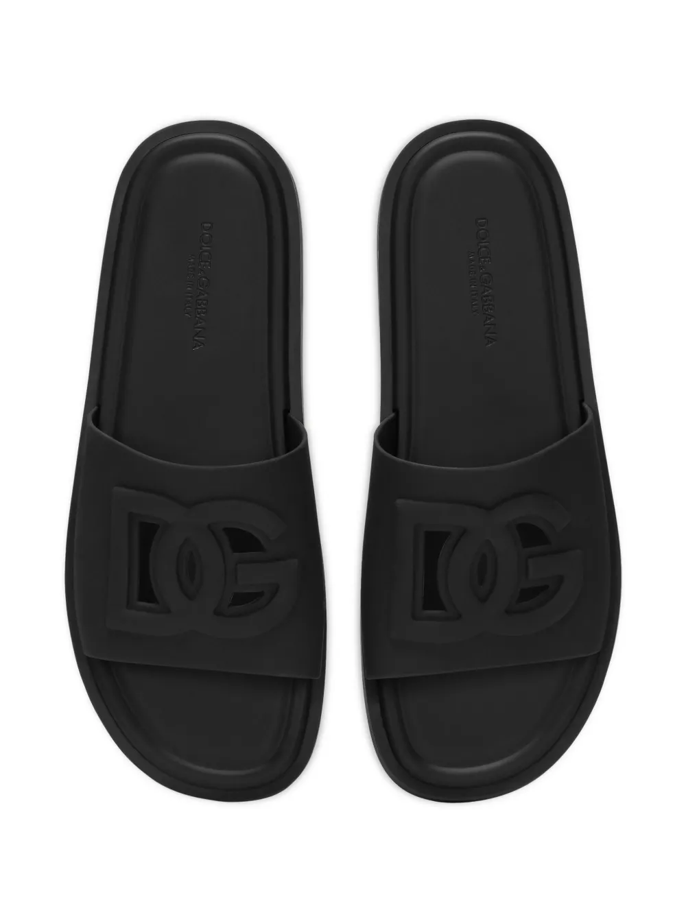 Шлепанцы с тисненым логотипом DOLCE & GABBANA, черный — фото 4