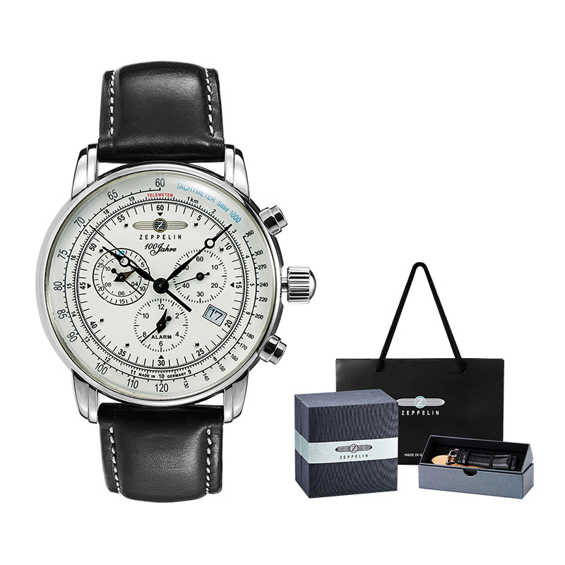 

ZEPPELIN Часы Quartz Movement Men's Watch Watch White Dial Stainless Steel Case Genuine Leather Strap