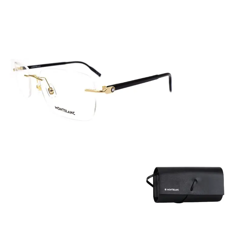 

MONTBLANC Мужские очки прямоугольной формы с золотисто-чёрными заушниками, Gold/Black Temples