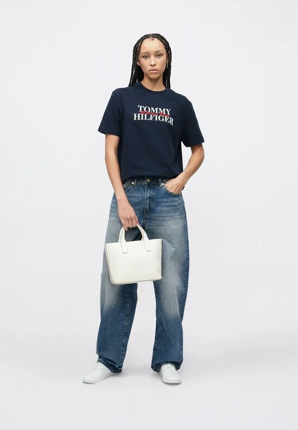 Классическая футболка с логотипом flock, свободного кроя. Tommy Hilfiger, Dark Night Navy — фото 2