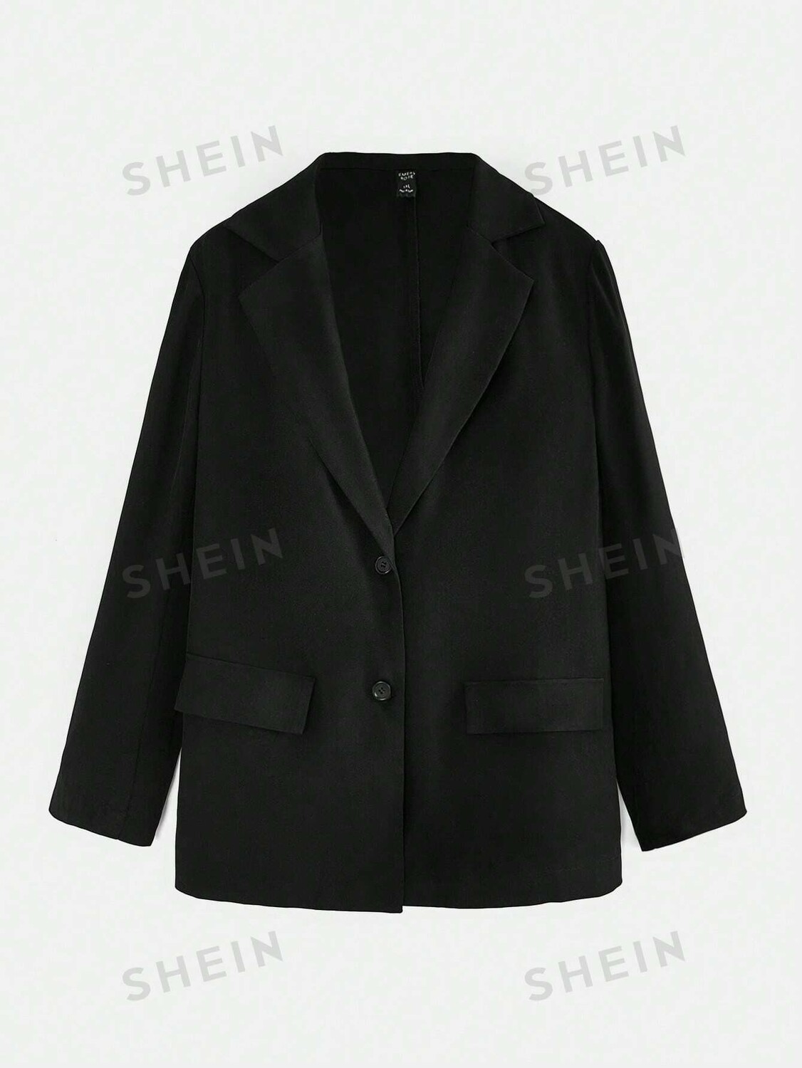 

EZwear Плюс Размер Женский Пиджак Костюмный Воротник Shein, черный