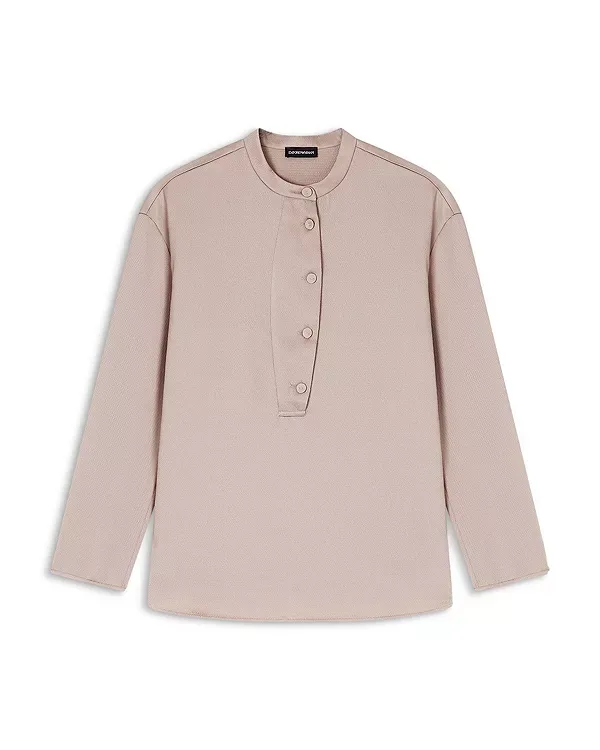 Рубашка с длинными рукавами из креповой саржи Emporio Armani, Dune