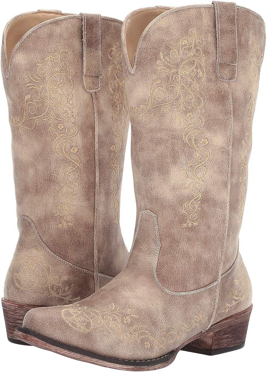 Ковбойские сапоги Judith Roper, цвет Vintage Beige Faux Leather