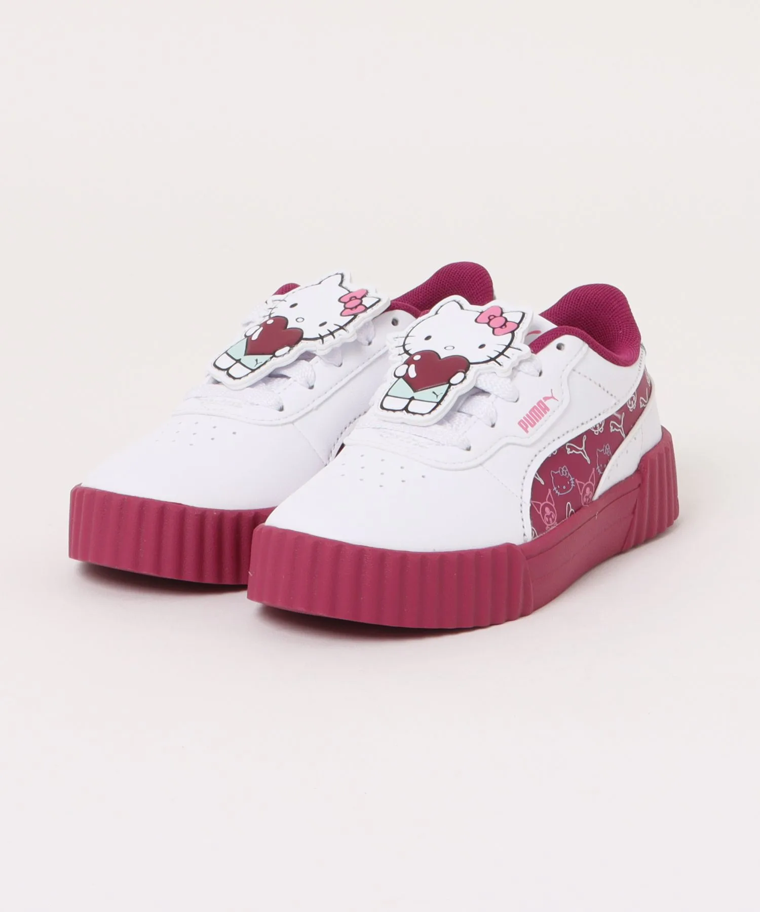 Детские кроссовки с толстой подошвой PUMA CARINA 3.0 HK&FR 2 PS HELLO KITTY бело-красные