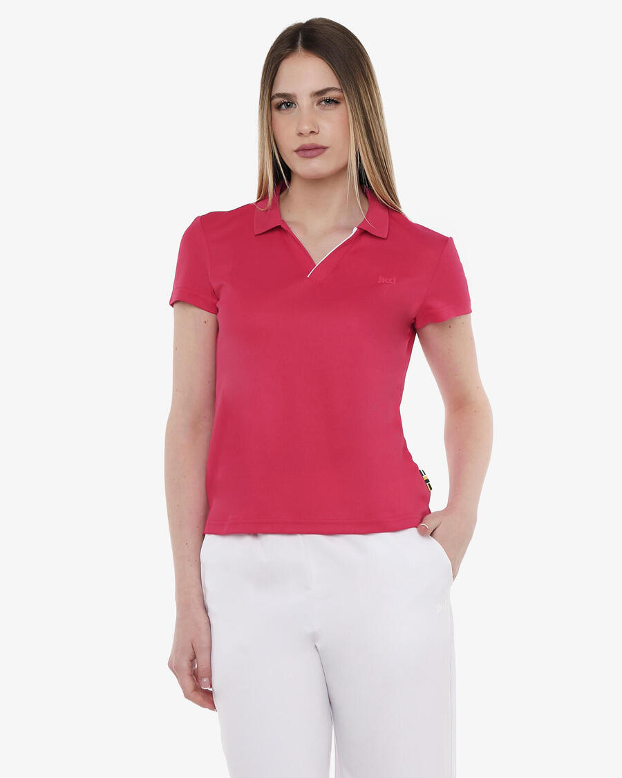 

JAKED Женская футболка-поло малинового цвета из синтетического материала для фитнеса