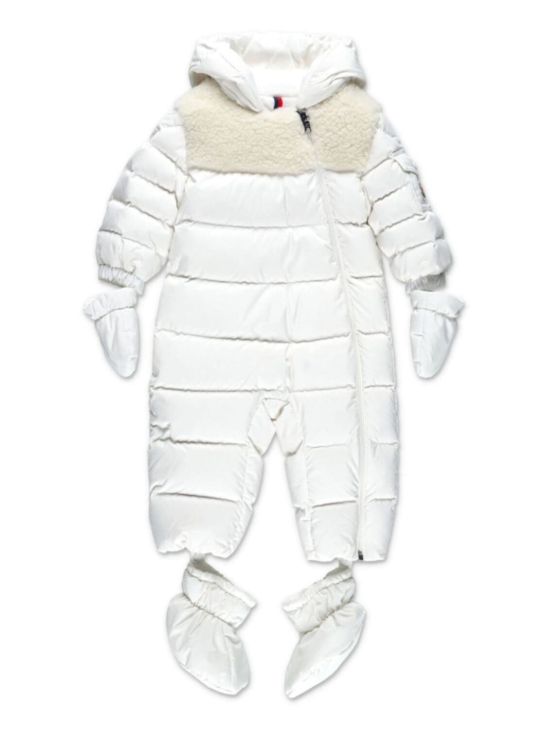 

Moncler Enfant комбинезон зимний с нашивкой-логотипом на хлопковой подкладке, белый