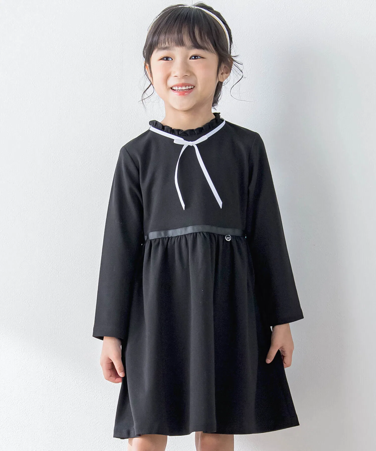 Детское платье с бантом BeBe Petits Pois Vert чёрное