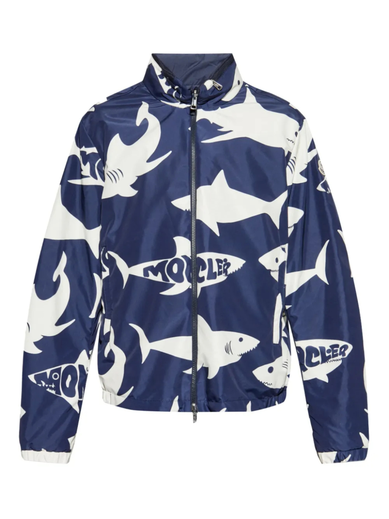 

Куртка-бомбер с принтом акулы Moncler, синий