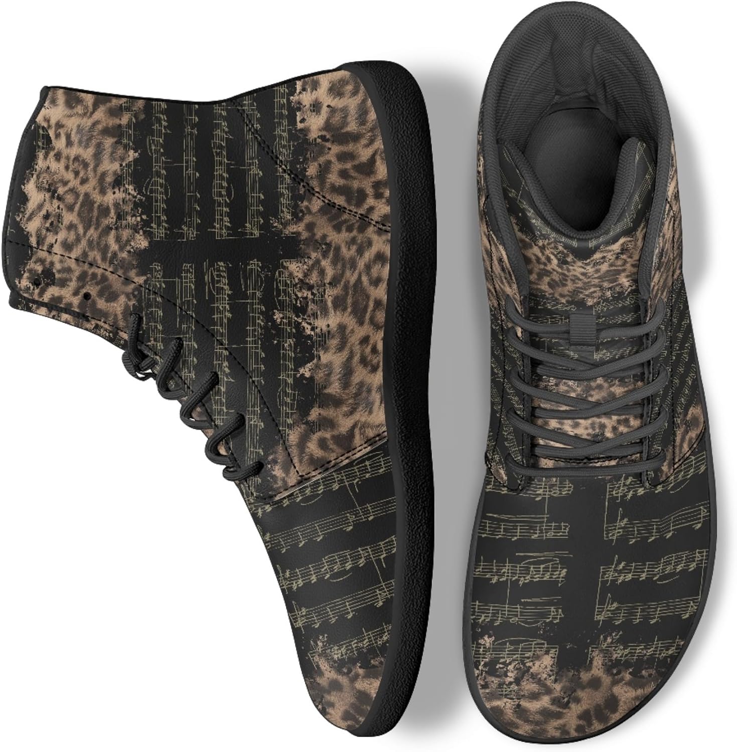 

Кроссовки Novelty Print на высокой подошве для мужчин и женщин, повседневные обувь на шнуровке, босоножки Arleeorkee, Leopard Music