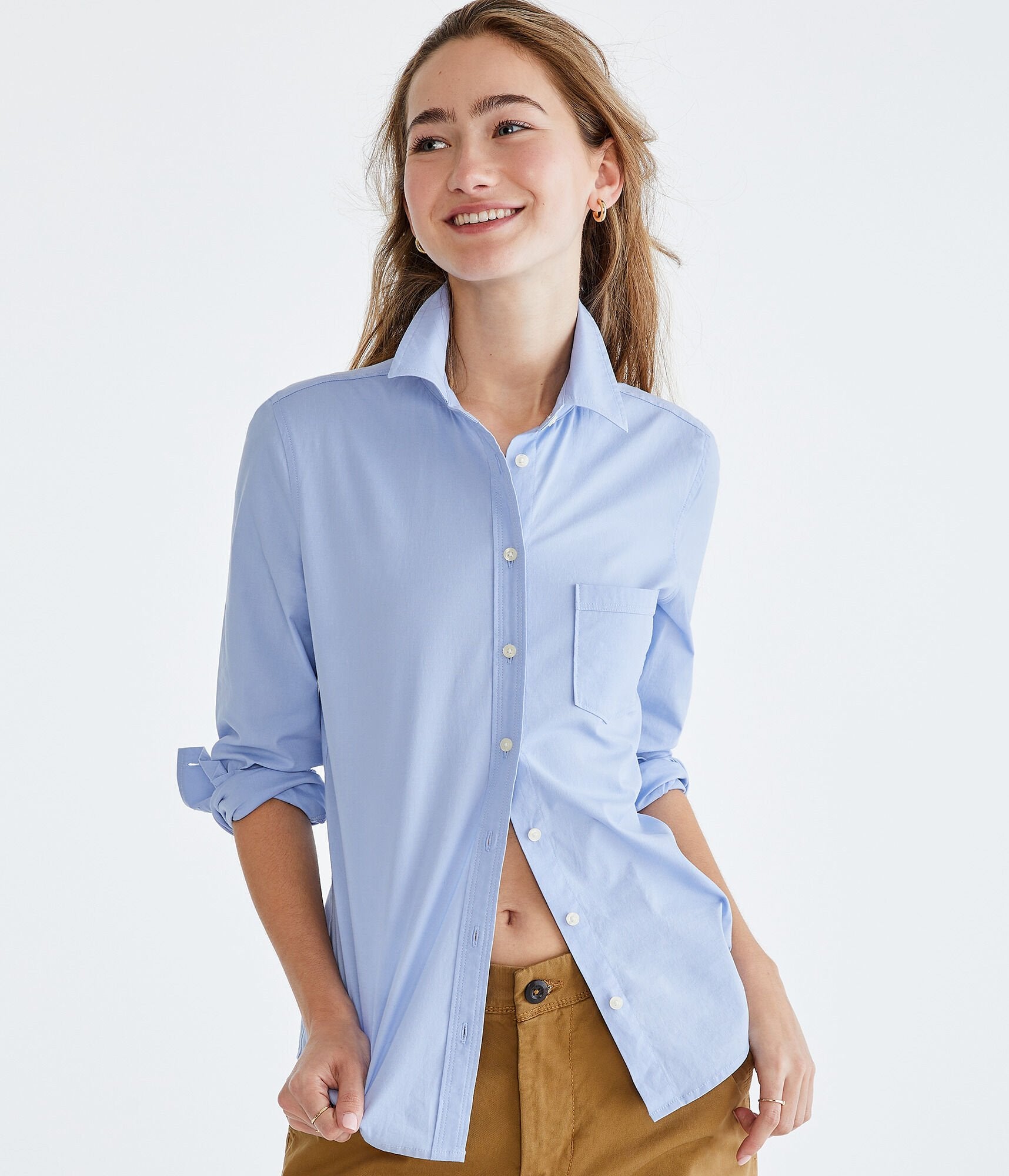 

Aeropostale Поплиновая рубашка с длинным рукавом и застежкой на пуговицы, синий