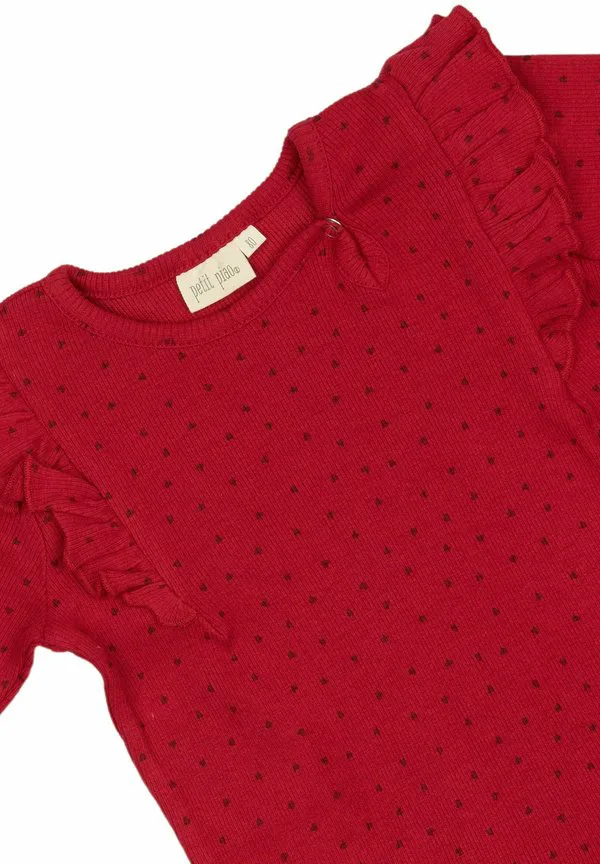 Платье из трикотажа с оборками и сердечками Petit Piao, Jet Red Biking Red — фото 3