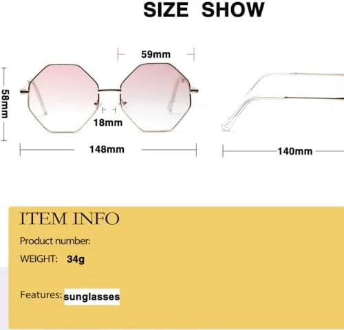 

Модные новые симпатичные солнцезащитные очки в форме многоугольника или неправильной формы для женщин и мужчин, модные очки в крупной оправе generic, C5 Pink