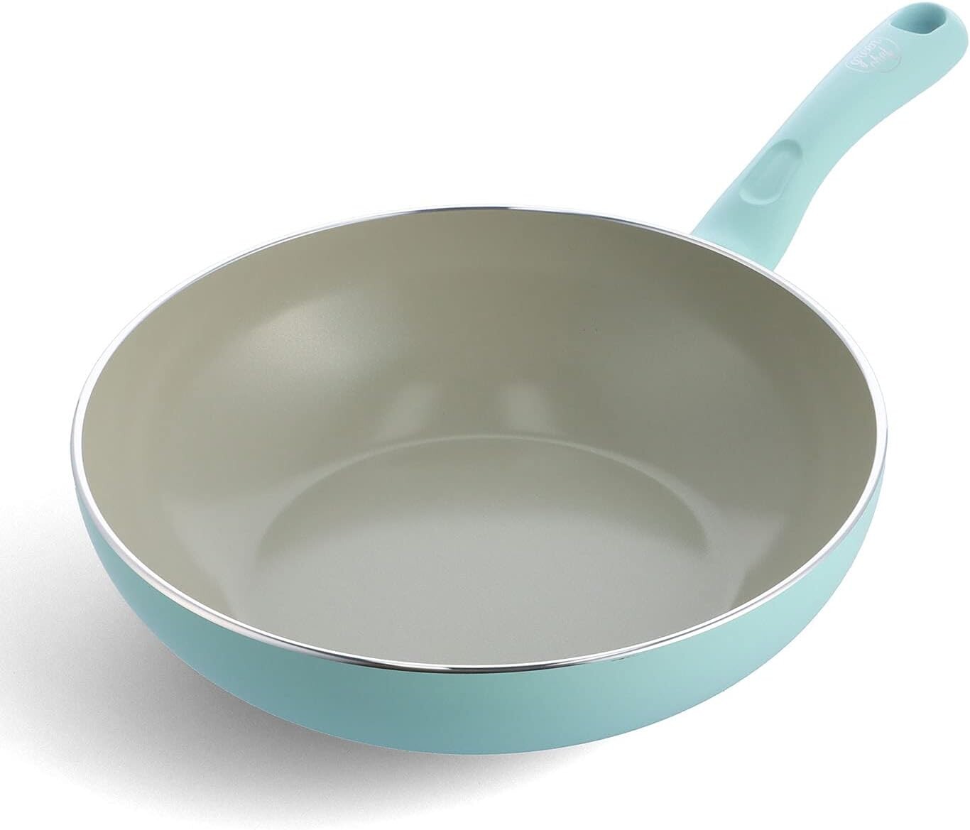 

Глубокая сковорода-вок Greenpan Green Chef, 11,0 дюймов (28 см), совместимость с IH, керамическая отделка, внутреннее и внешнее антипригарное покрытие для легкой чистки, нетоксичные материалы, земляной цвет, мятно-зеленый, Mintgreen