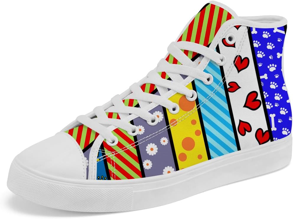 

Высокие кеды из ткани 80-х и 90-х с геометрическим узором, ретро, на шнуровке, повседневная обувь, подарок для мужчин и женщин Chebing, 620 Multicolor