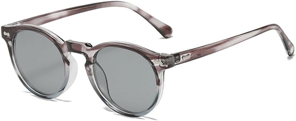 

Круглые солнцезащитные очки для женщин с декоративными заклепками, защита от УФ-излучения UV400, для мужчин в стиле панк, для занятий спортом на открытом воздухе, бега и езды на велосипеде UYPTK, Grey Stripe Grey