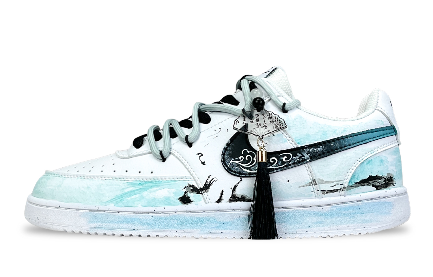 

Nike Кроссовки Court Vision 1 Aoyama Yuandai, износостойкие, низкие, для скейтбординга, мужские, синие, белые, черные