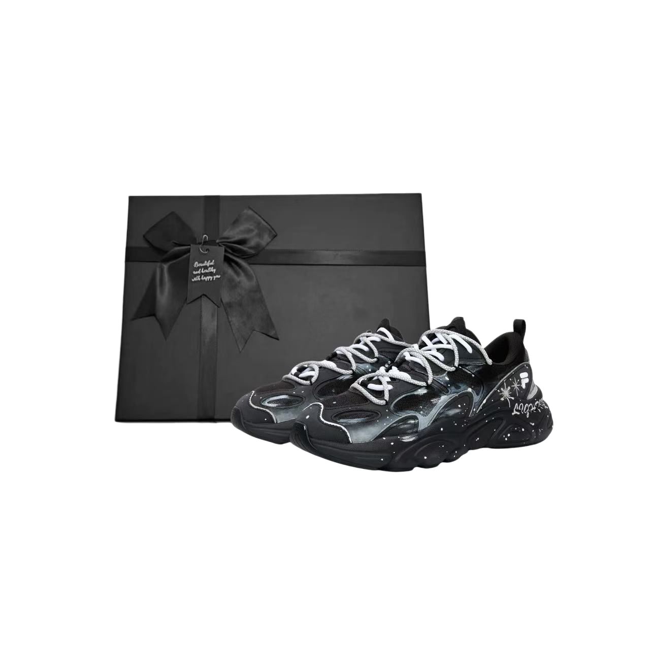 

FILA Мужские кроссовки Mars 2 Nightfall Shooting Stars BOX Cool Innovation Space низкие повседневные, устойчивые к истиранию, черно-серые