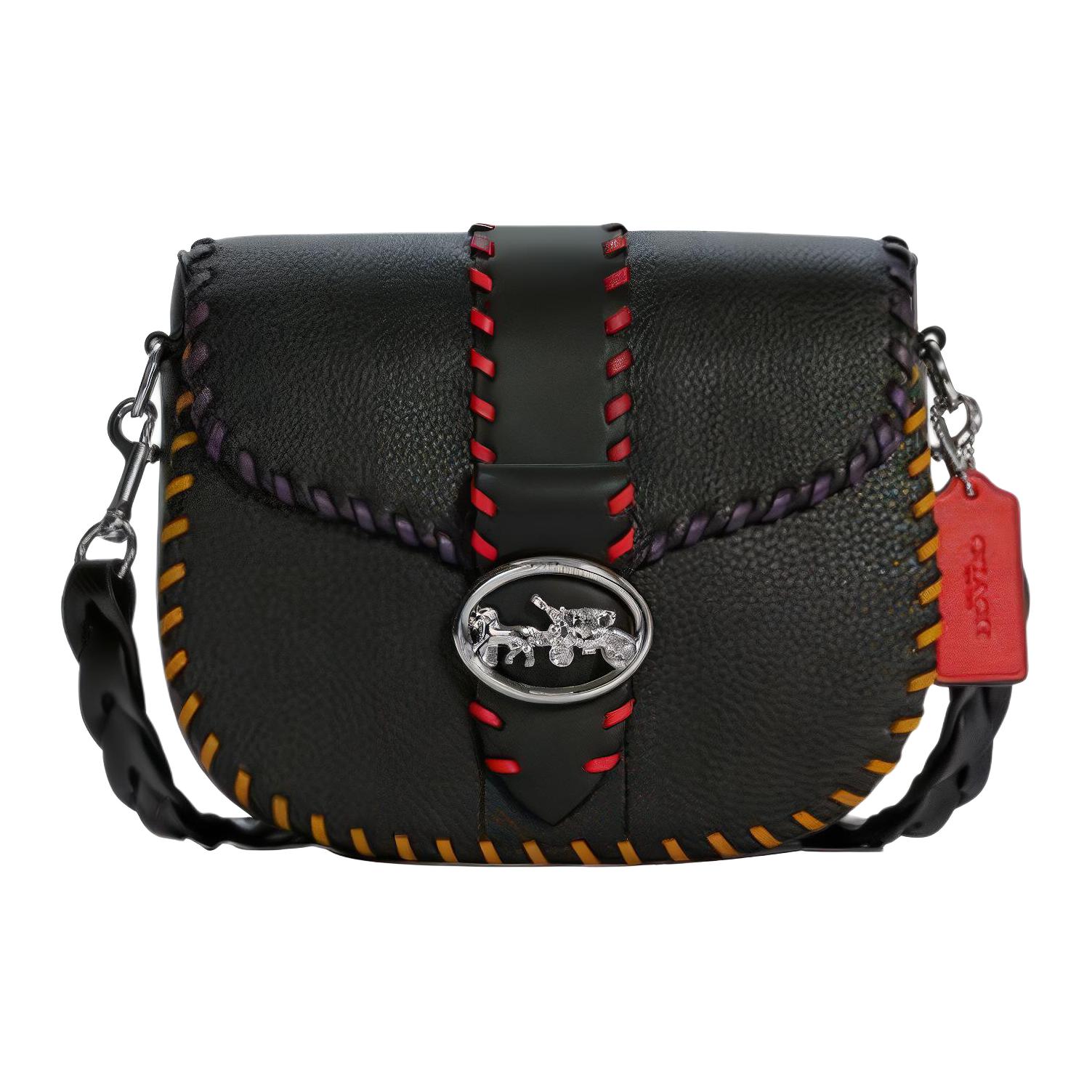 

Кожаная сумка Georgie через плечо, седельная сумка, кроссбоди, наплечная сумка-труба женская черная COACH