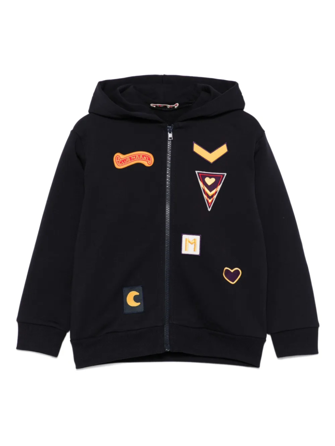 

Хлопковая толстовка с капюшоном и нашивками Marni Kids, синий
