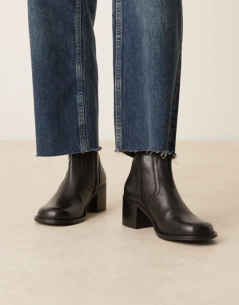 Ботильоны Rory из кожи с круглым носком и каблуком, черные, ASOS DESIGN — фото 4