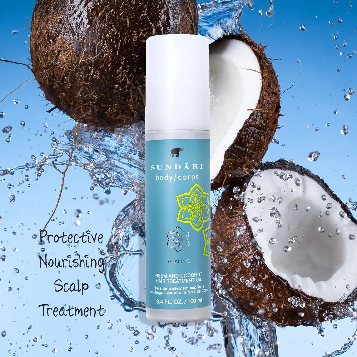 SUNDARI Neem & Coconut Hair Treatment Oil, 100 мл, омолаживающее и укрепляющее, восстанавливает повреждения, предотвращает потерю белка, питает и восстанавливает волосы — фото 2