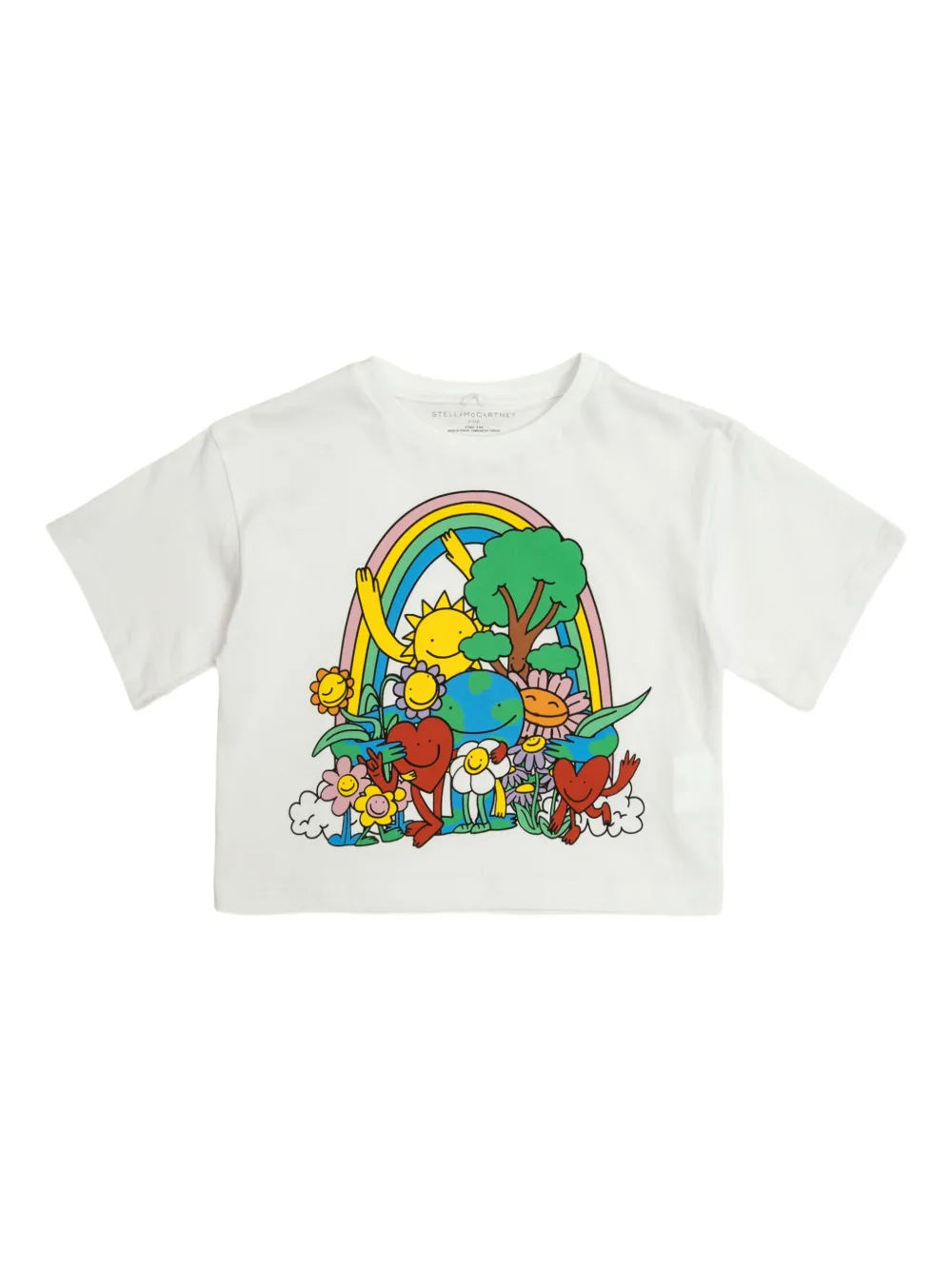 

Укороченная футболка с графическим принтом Stella McCartney Kids, белый
