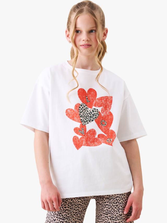 

Детская футболка с принтом в виде сердечек из хлопка Angel & Rocket, White