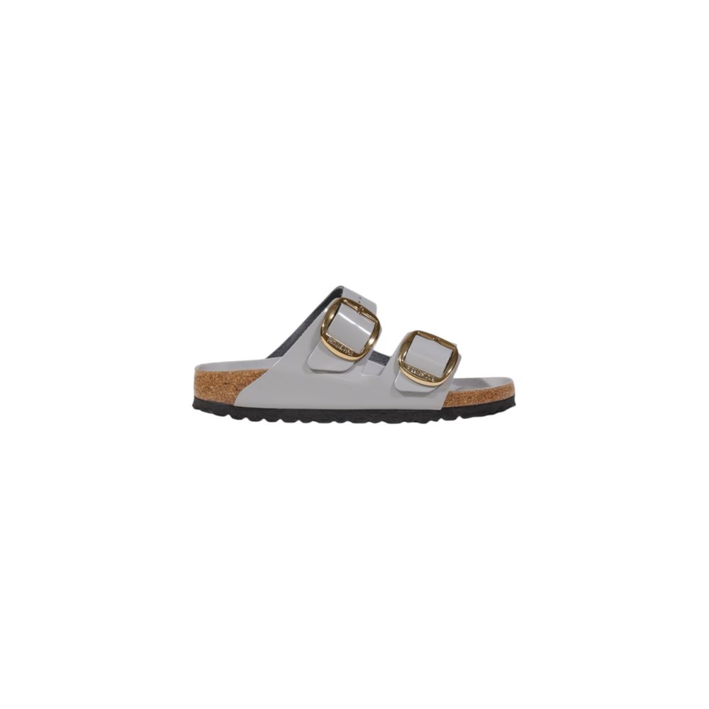 Серые кожаные тапочки Birkenstock, серый