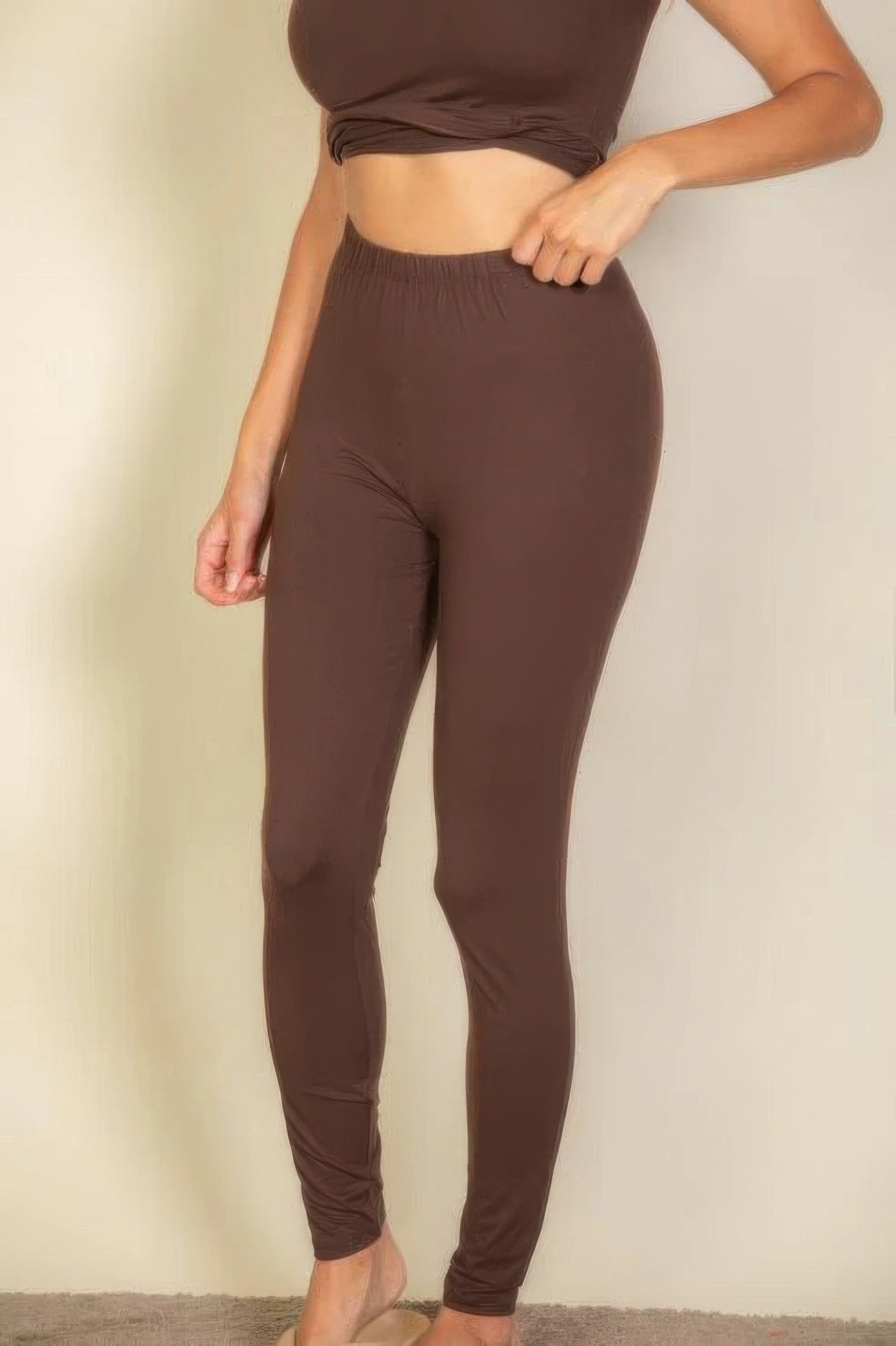 

Базовые однотонные леггинсы FASHNZFAB, цвет coffee