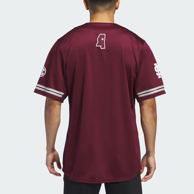 Бейсбольная майка штата Миссисипи, мужская, бордовая Adidas, цвет Burgundy — фото 3