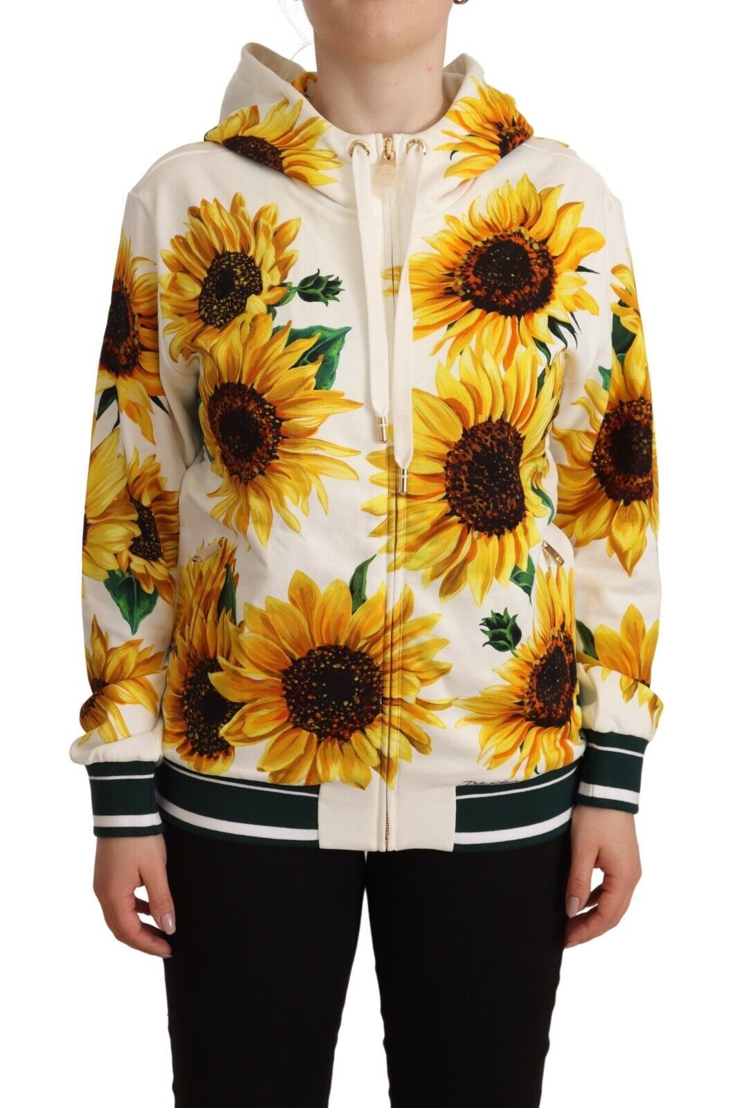 

Цветочный джемпер с капюшоном и подсолнухом Dolce & Gabbana, белый