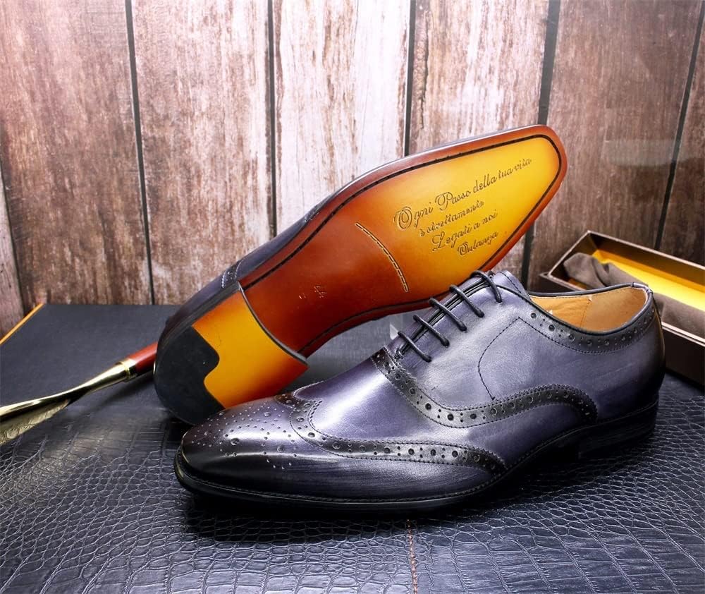 Мужские оксфорды EVSER, шнуровка, броги с тиснением, крыловидный носок, квадратный носок, из коровьей кожи, низкие, с антискользящей подошвой, каблук-блок, резиновая подошва, для свадьбы (цвет: серый, размер: 11) — фото 3