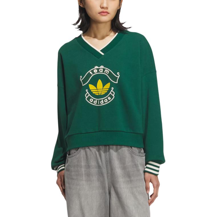 Толстовка FW25 TEAM SWEATCREW женская Adidas Originals, темно-зеленый — фото 3