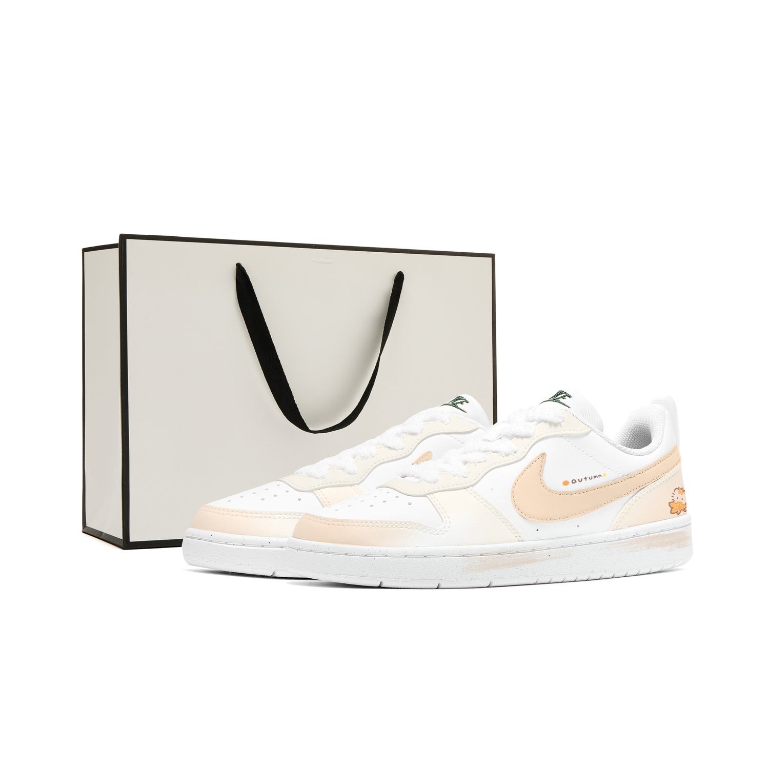 

Nike Кроссовки для скейтбординга Court Borough с устойчивой к истиранию амортизацией и дышащим верхом, низкие, для детей, оранжево-белые, для подростков