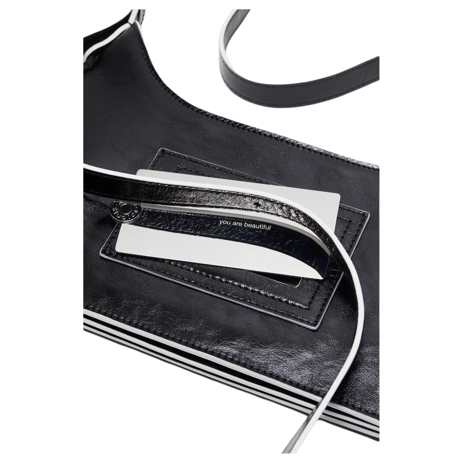 Acne Studios Сумка кроссбоди Platt Series из телячьей кожи женская черная — фото 4