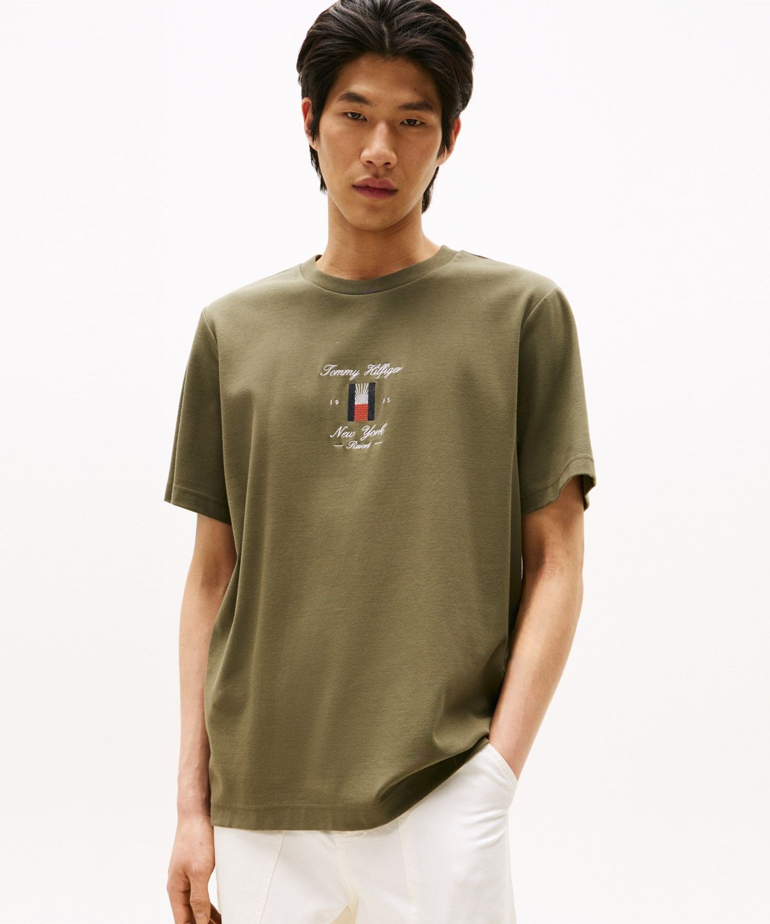 Сезонная футболка с логотипом флага TOMMY HILFIGER, Khaki PLI