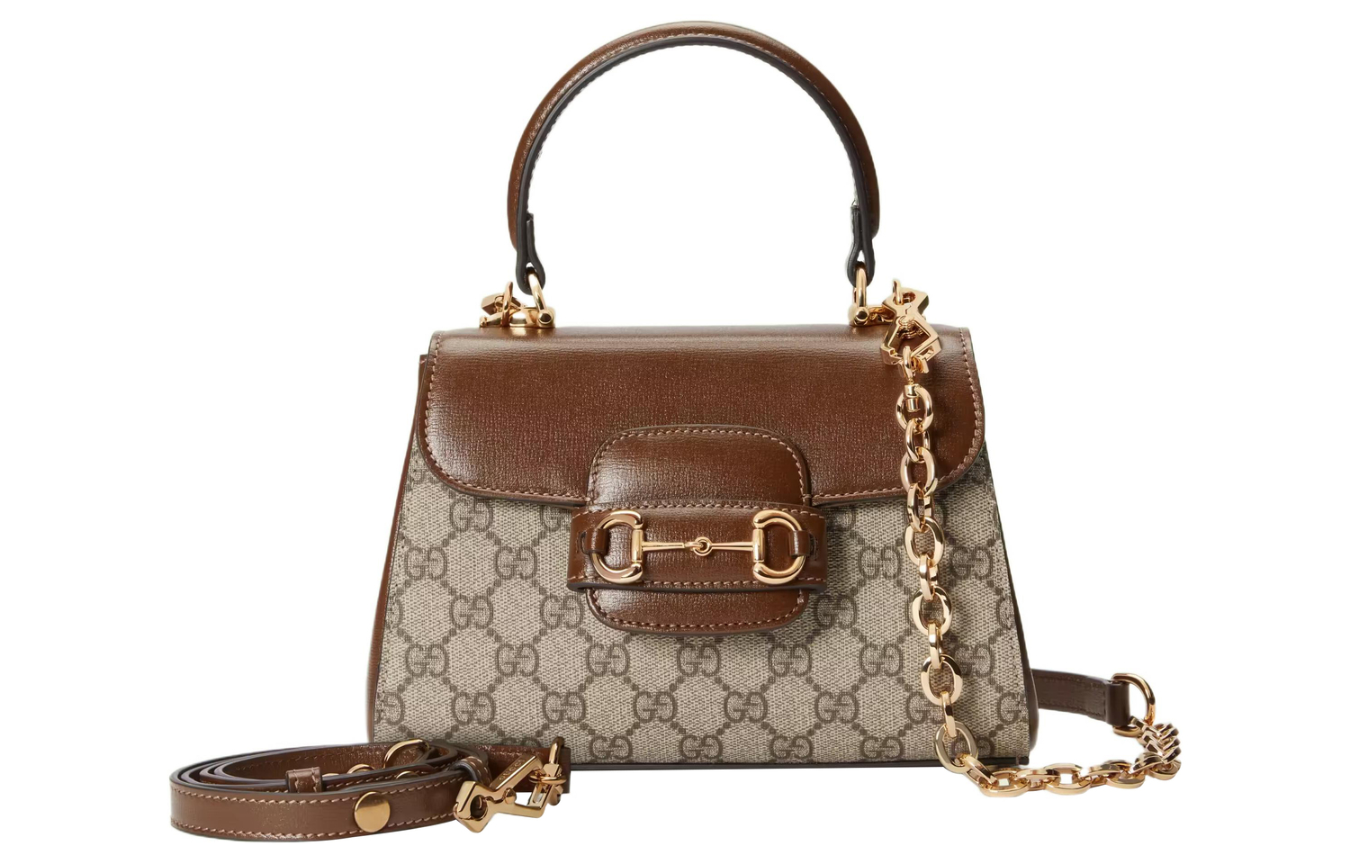Мини-сумка Gucci Horsebit 1955 из канваса с кожаной отделкой — фото 2
