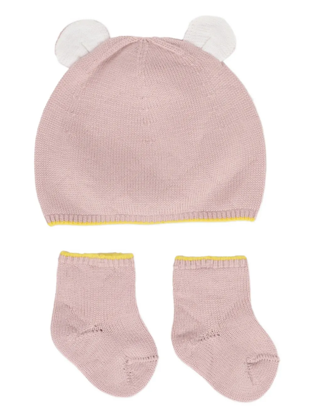 

Комплект: шерстяная шапка с медвежьими ушками и носки Gensami kids, розовый