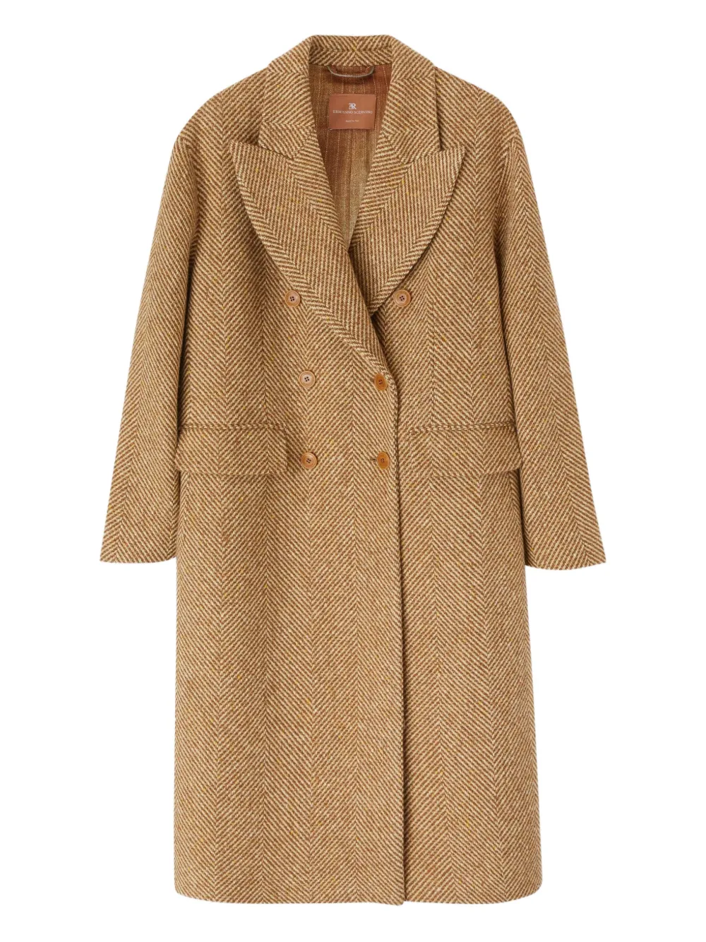 

Двубортное пальто с узором в елочку Ermanno Scervino, нейтральный