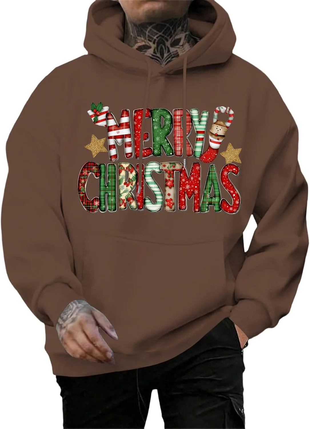 

Мужская рождественская худи с принтом, капюшон на шнурке, оверсайз