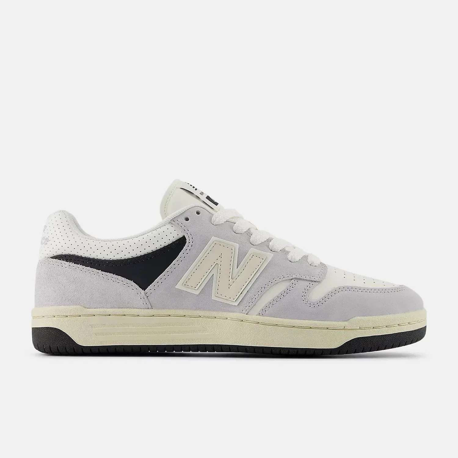 Мужские кроссовки New Balance 480 BB480PEG, серые с белыми вставками, кожаные, повседневная обувь, SHOP162 — фото 2