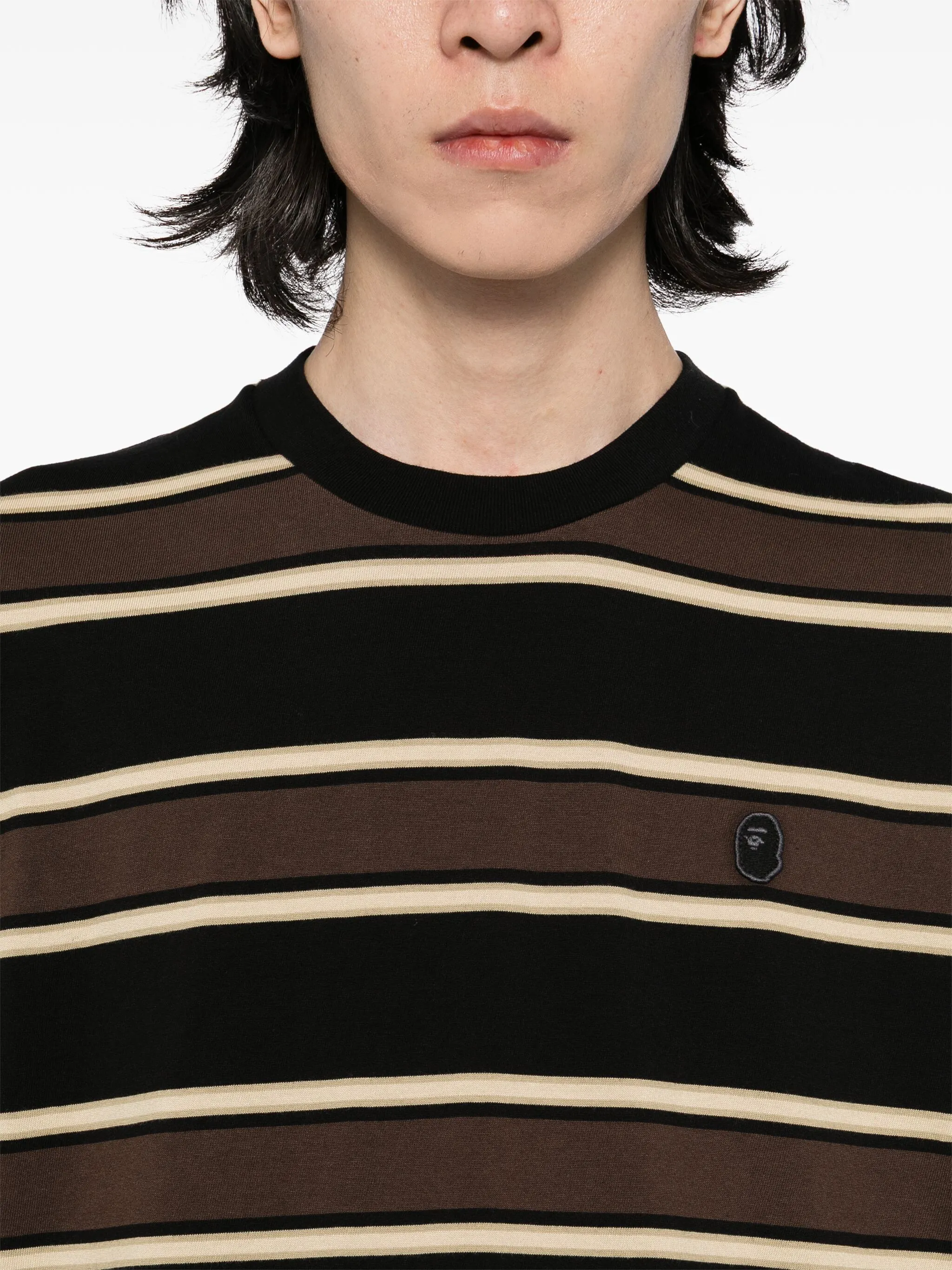 Футболка с вышитым логотипом A Bathing Ape, коричневый — фото 4