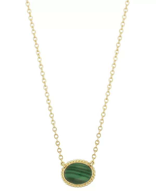 

Ожерелье с подвеской в оправе из малахита овальной формы, выполненное из 14-каратного золота, длиной 18 дюймов + удлинитель 1 дюйм (также из лазурита) Macy'S, malachite