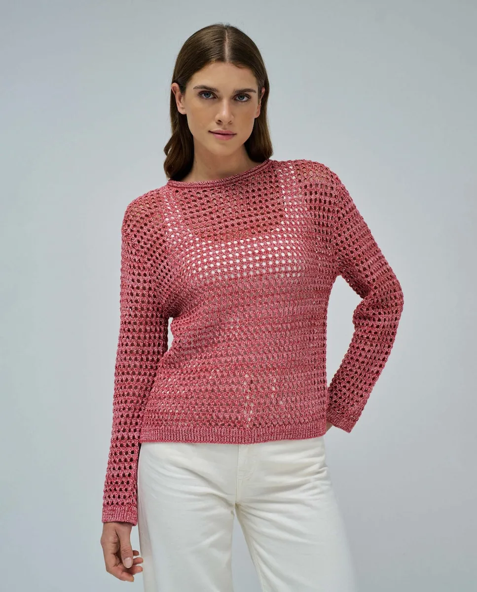 

Женский свитер с блестками из трикотажа Salsa Jeans, металлический красный