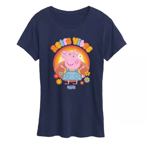 

Женская футболка с принтом Peppa Pig в ретро-стиле Licensed Character, синий